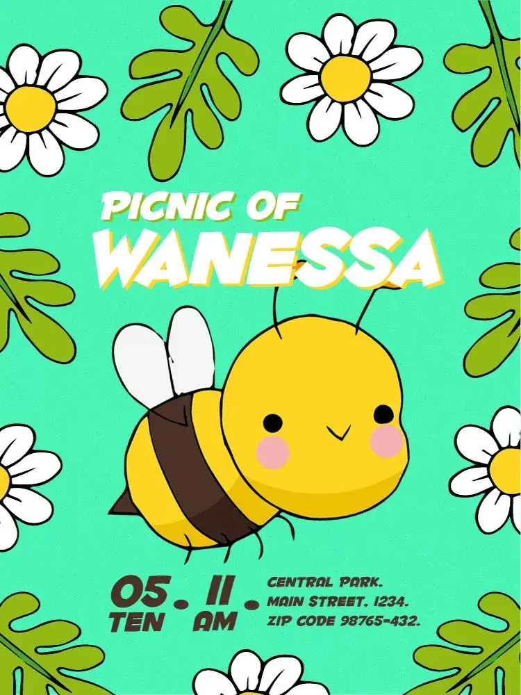Bee Printable Meetup invitation