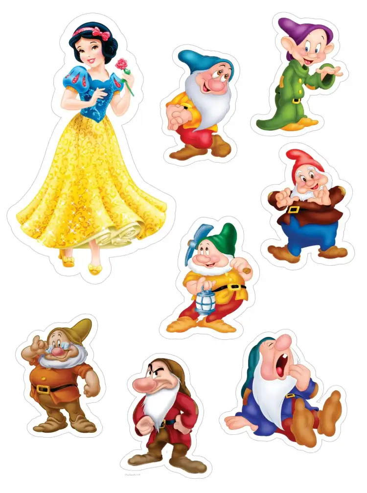 Invitation Snow White – Cake topper theme colorful, fantasy-themed, playful, childlike illustrations, magical