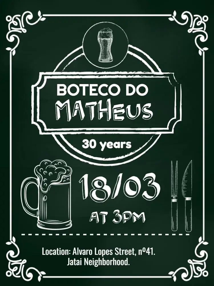 Invite Blackboard Pub Beer editable and customizable