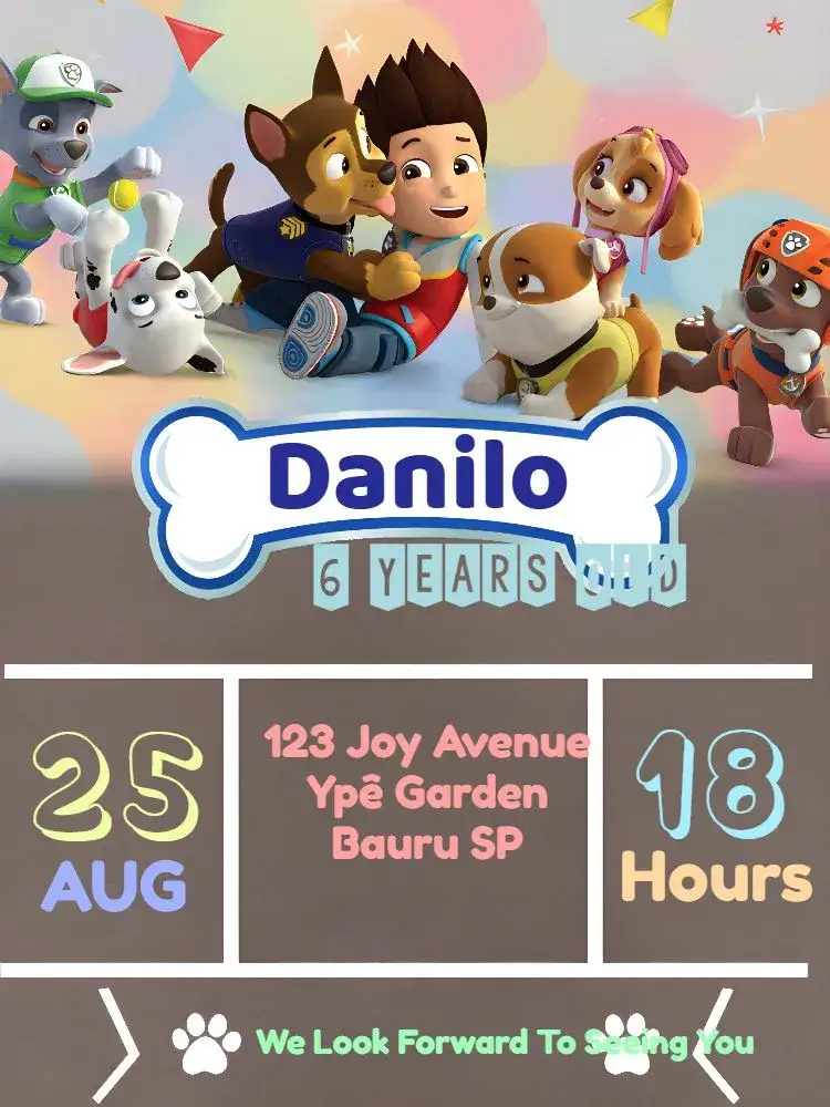 Invitation Patrulha Canina Kids – Most searched for theme colorful, fun, childish, themed, animals, adventure
