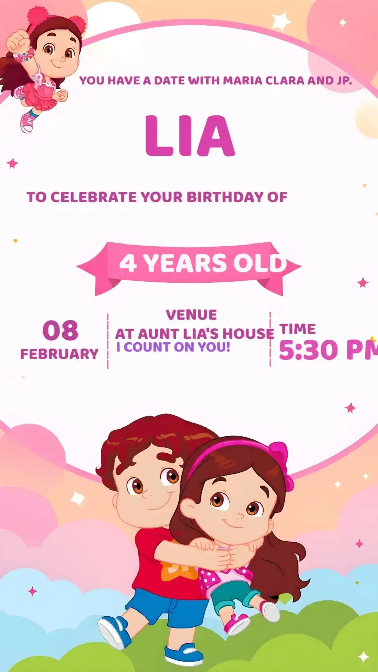 Invitation Maria Clara And Jp Rosa – Most searched for theme colorful, fun, childish, modern, playful