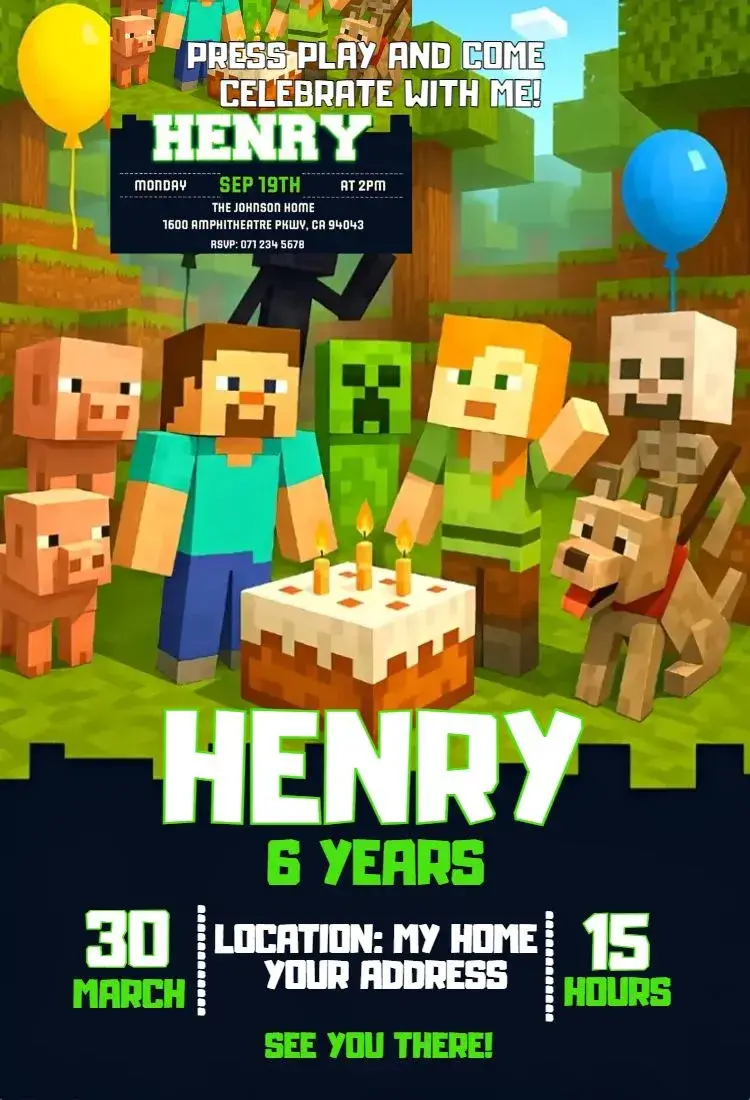 Invite Minecraft 3 editable and customizable