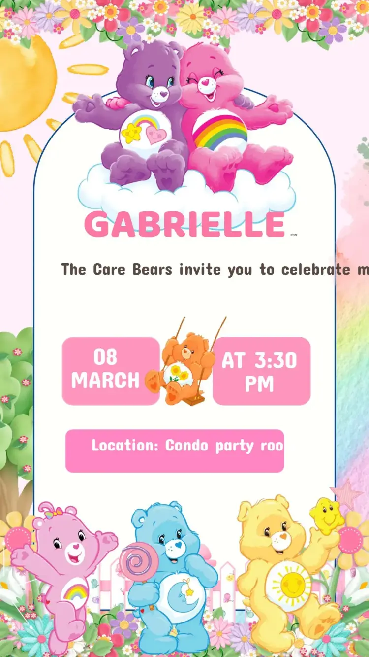 Care Bears Birthday Invitation