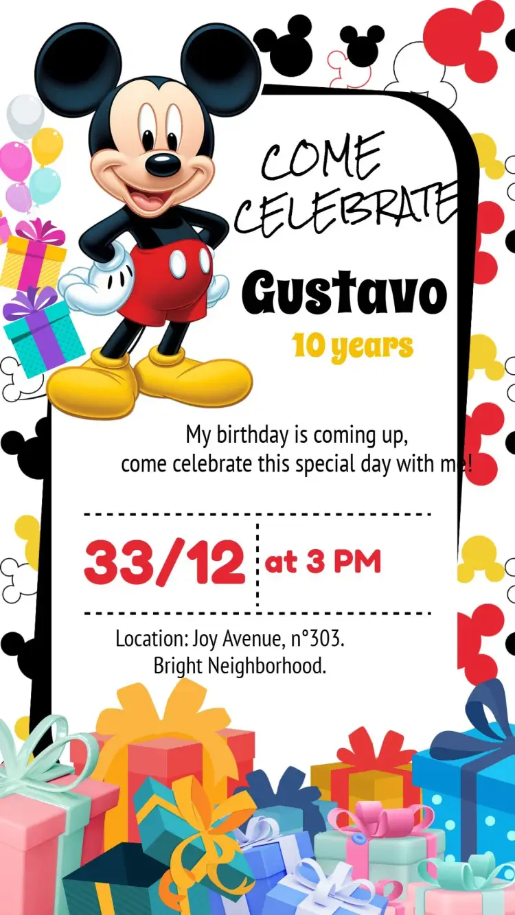 Mickey Mouse Colorful invitation