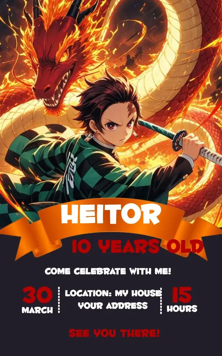 Invite Demon Slayer editable and customizable