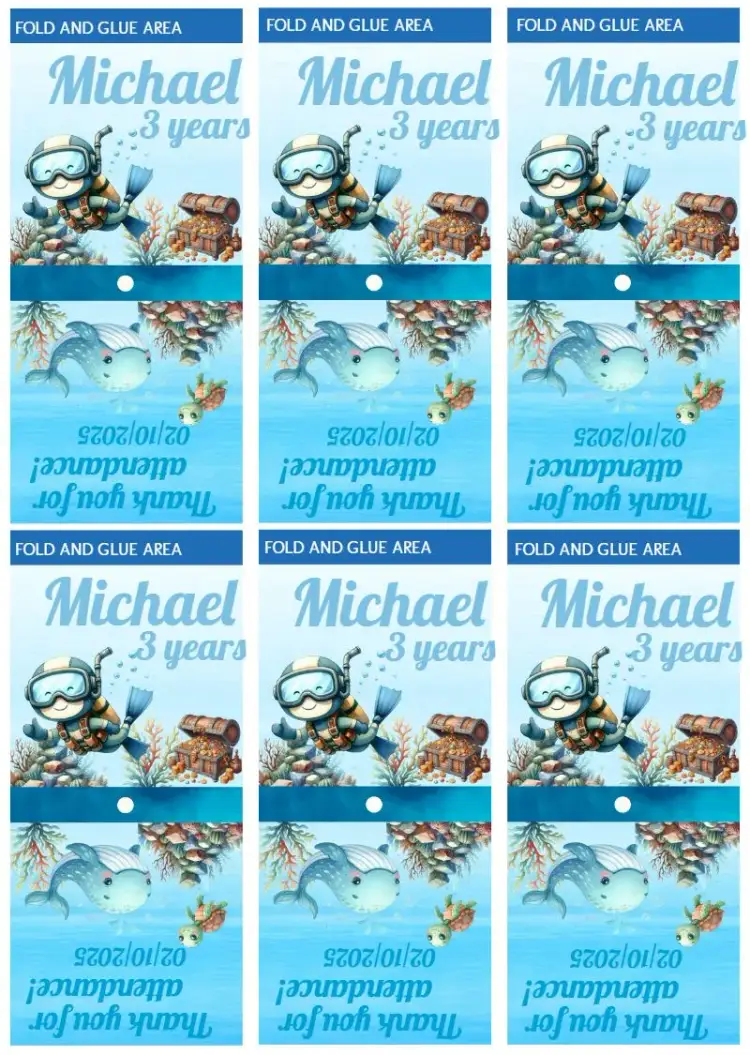Invitation Lollipop Cover Under the Sea Case – Kids' Birthday Party theme under the sea, vibrant blue, marine elements, fun, childlike, colorful