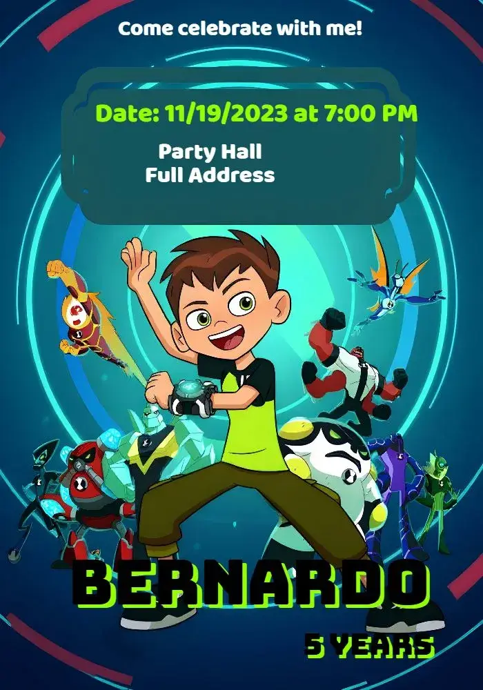 Ben 10 Green invitation