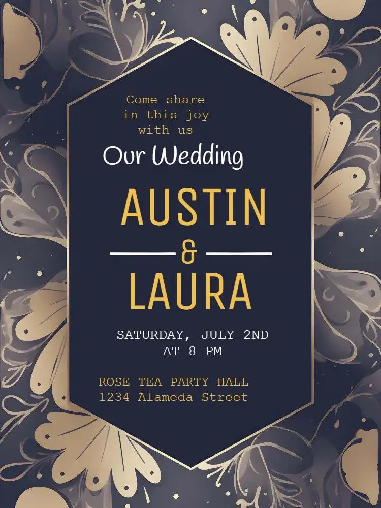 Invitation Blue Floral Wedding – Wedding theme floral, modern, elegant, blue, romantic, minimalist