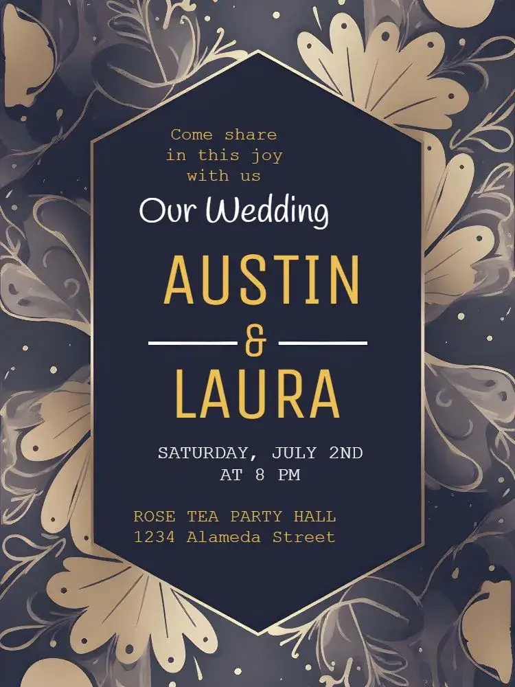 Blue Floral Wedding invitation