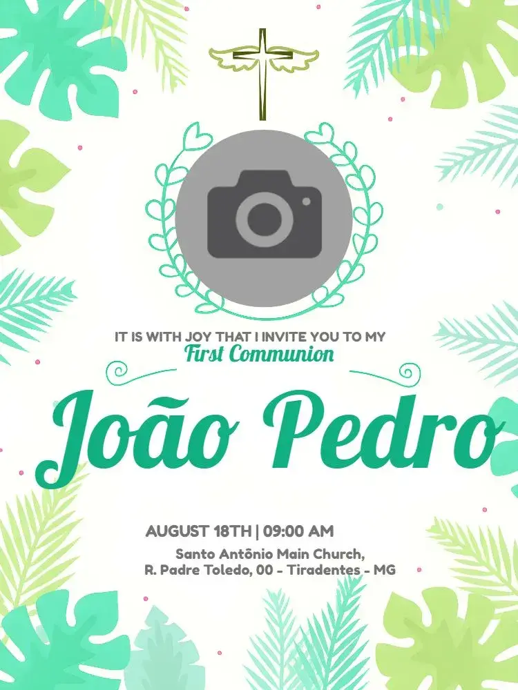 First Communion With Angel Photo invitation