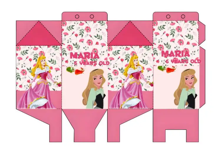 Invitation Milk Box Aurora Sleeping Beauty Girl – Most searched for theme soft pink, princess, magical, delicate, golden, childlike
