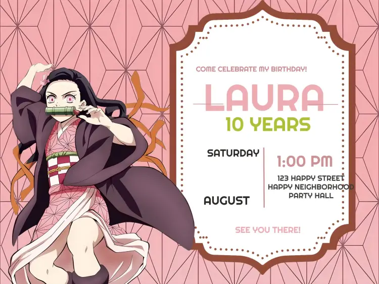 Nezuko Yaiba invitation