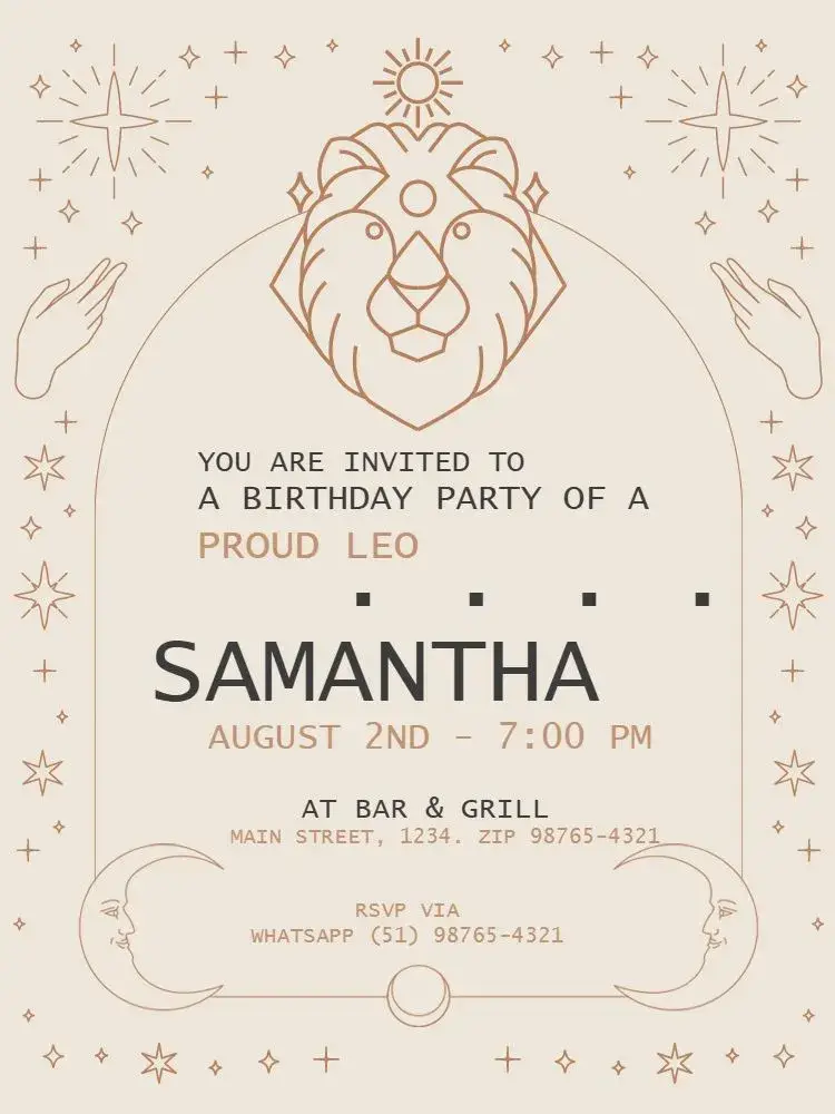 Leo Beige Signs invitation