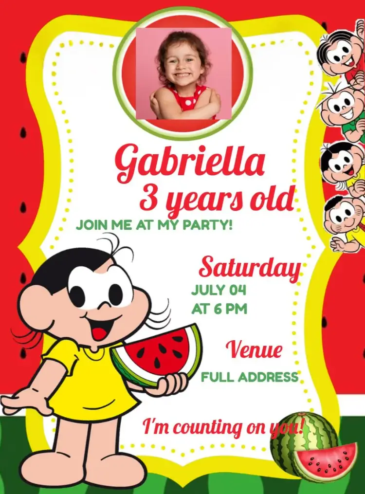 Magali Monica's Gang With Watermelon Photo invitation