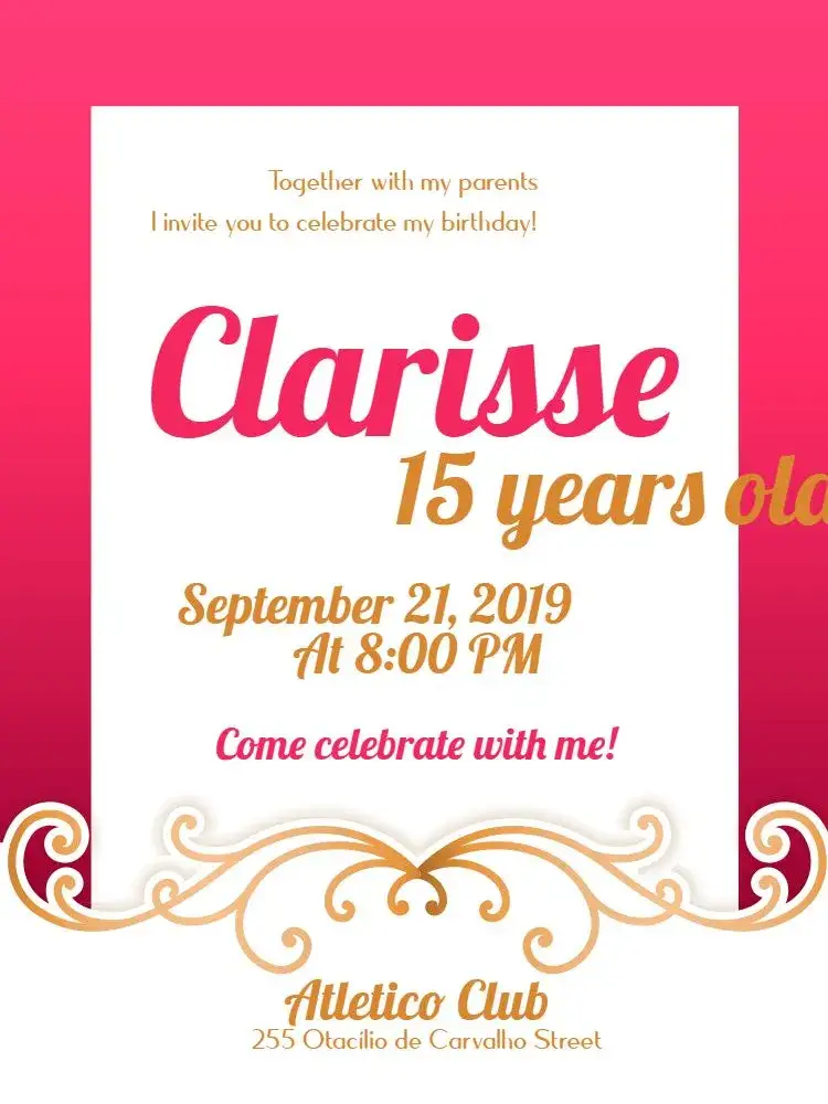 Invitation 15 Years - Pink And Gold Elegant Debutante – Sweet 15 theme elegant, romantic, modern, golden, floral