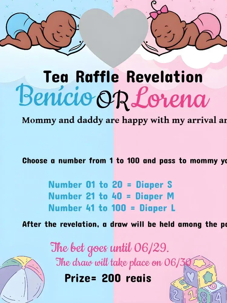Tea Raffle Baby Boy Reveal invitation