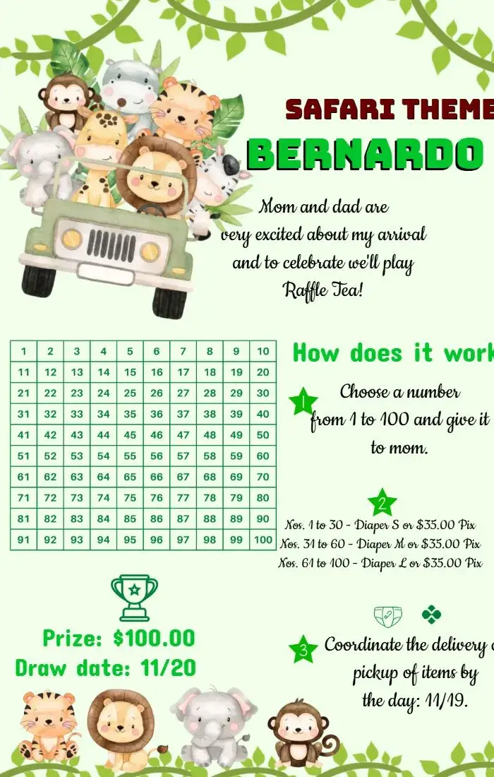 Safari Baby Shower Raffle invitation