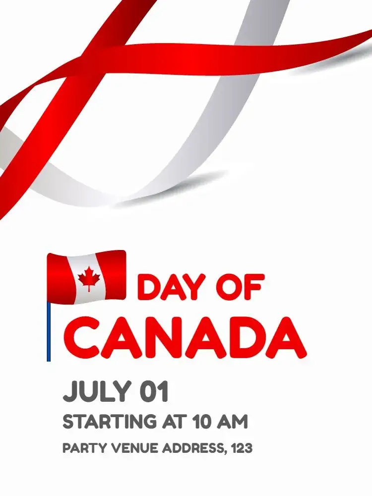 Invitation Canada Day Canada – Commemorative Dates theme red and white, minimalist, modern, natural elements, Canadian