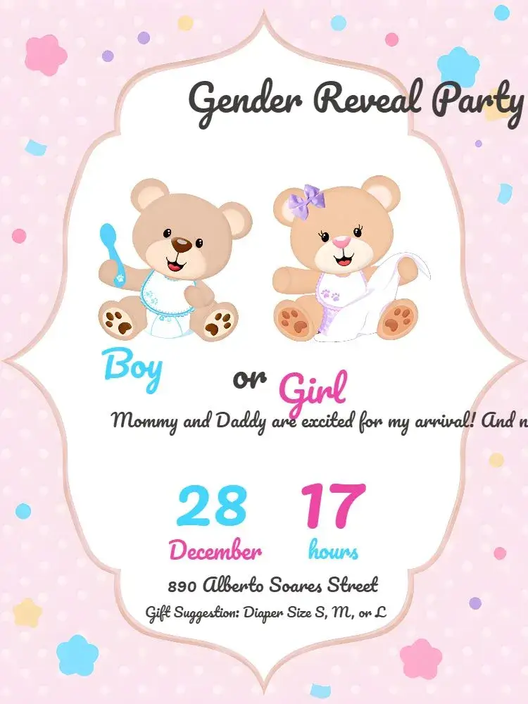 Teddy Bears Gender Reveal Tea Party invitation