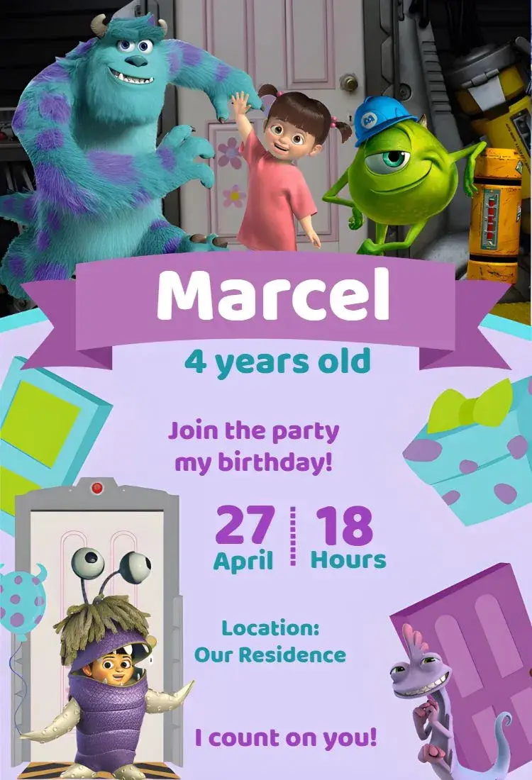 Monsters Inc. Edit invitation