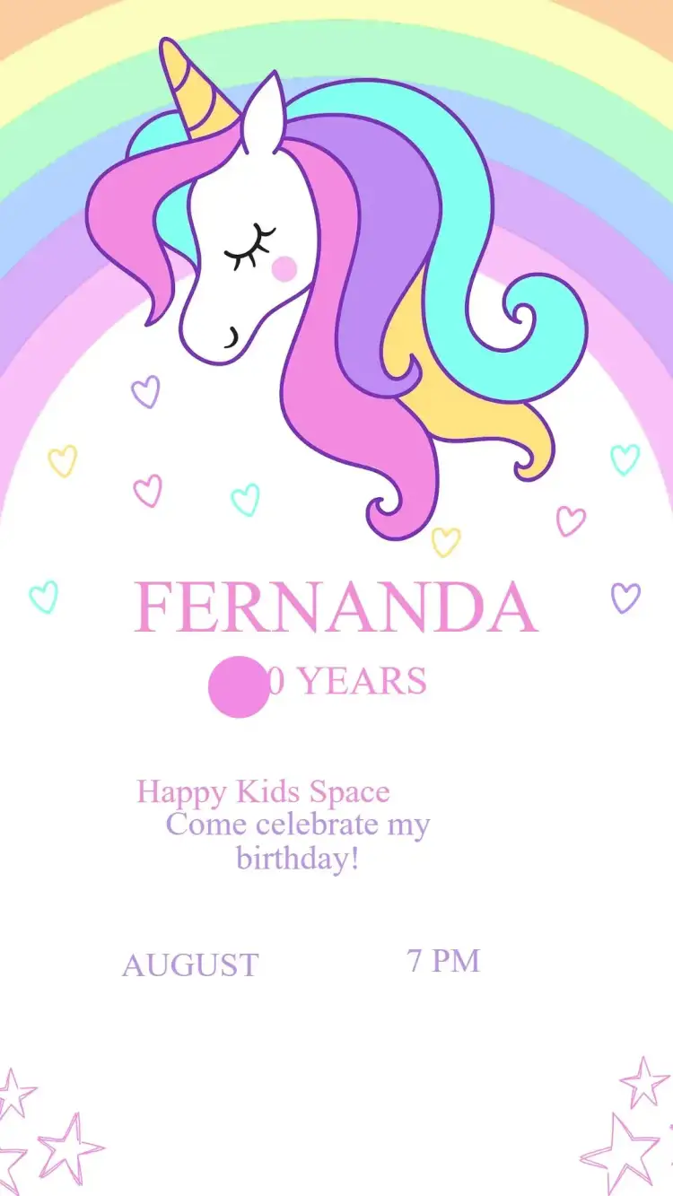 Invitation Unicorn Birthday Invitation – Kids' Birthday Party theme pastel colors, playful illustrations, magical style, charming graphic elements, fun design
