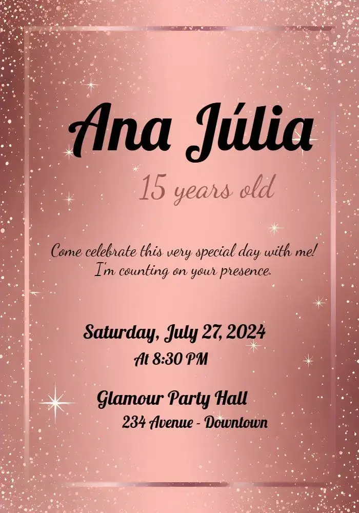 Invite 15 Years Rosé Party editable and customizable