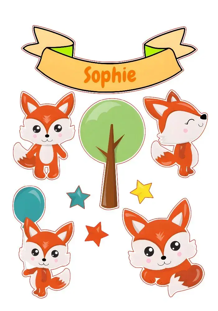 Fox Cake Topper Print invitation