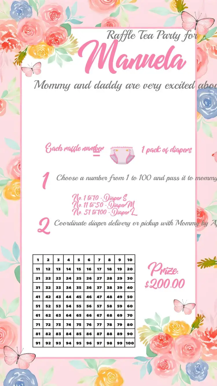 Invitation Delicate Butterfly Garden Raffle Tea – Raffle Tea theme floral, delicate, pink, white, garden, enchanted