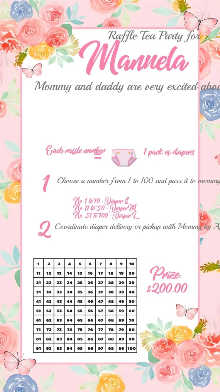 Delicate Butterfly Garden Raffle Tea invitation