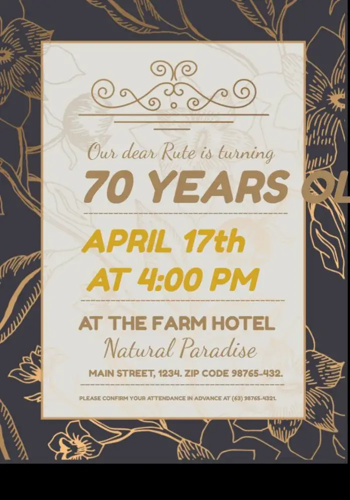 70 Years Delicate Celebration invitation
