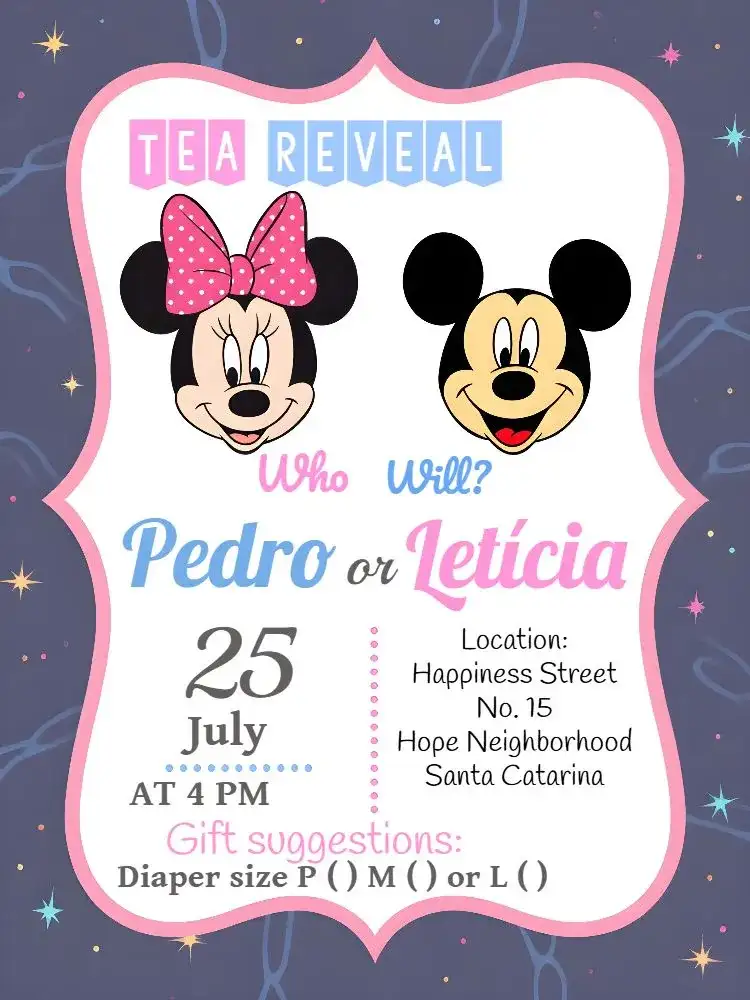 Mickey And Minnie Gender Reveal Tea Party /