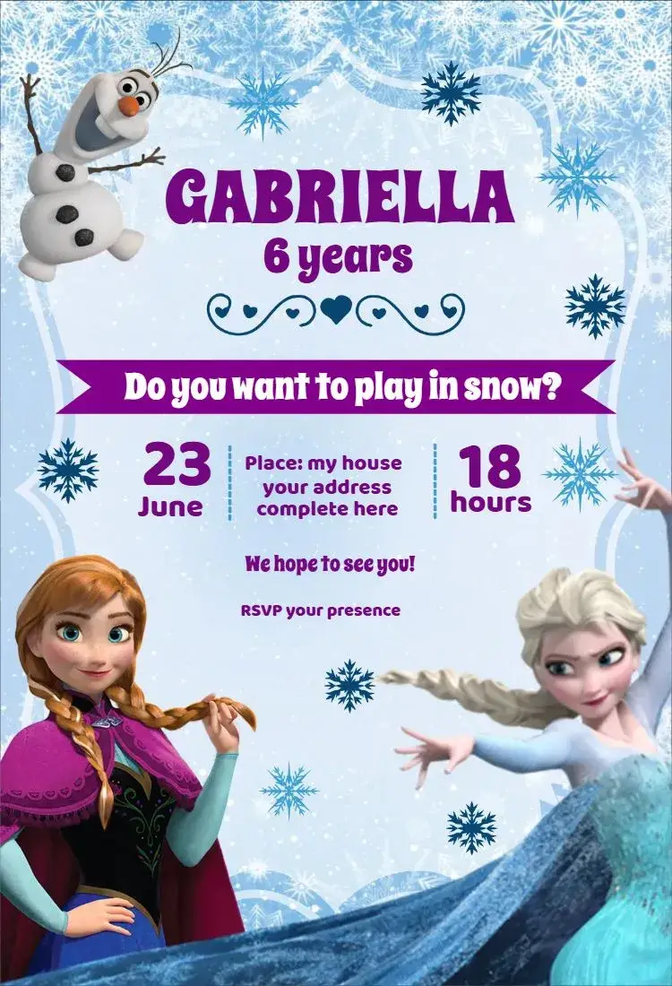 Invite Frozen Snow editable and customizable