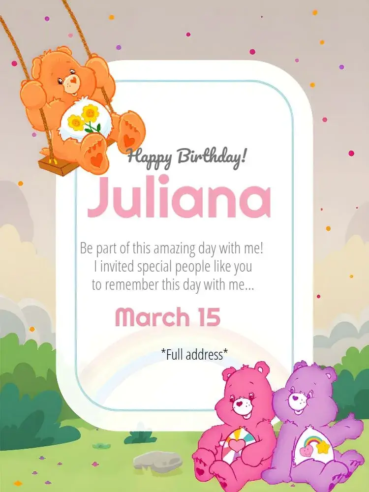 Blue Care Bears invitation