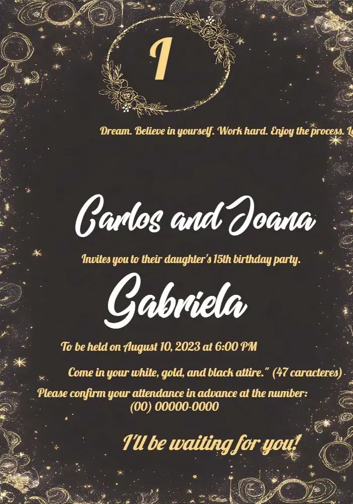 15 Years Monograph Gold invitation