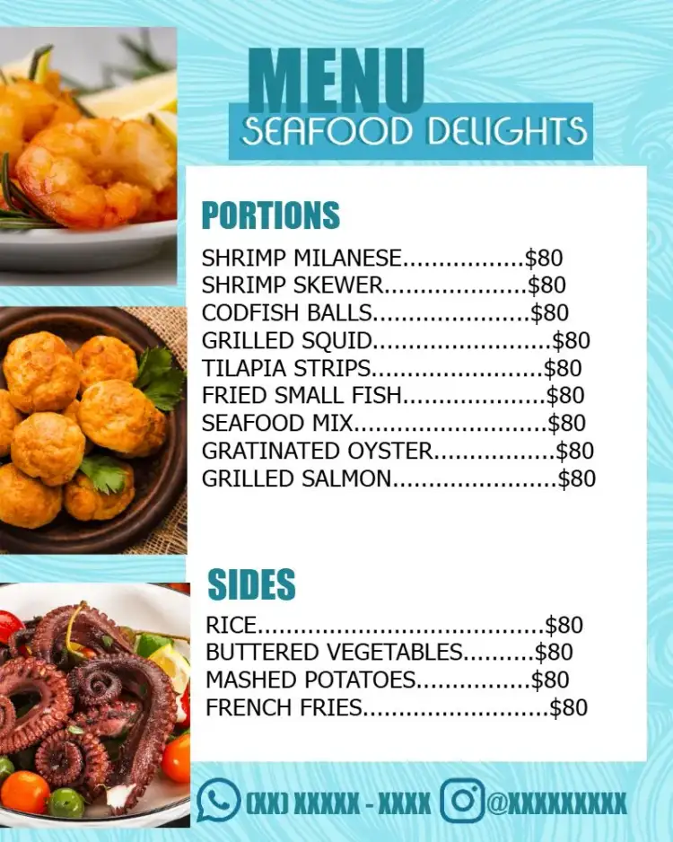 Invitation Seafood Menu Art Photos – Kids' Birthday Party theme navy, beach, blue, fun, colorful, themed