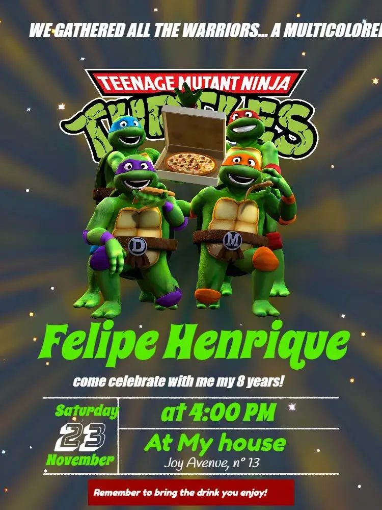 Ninja Turtle Logo invitation
