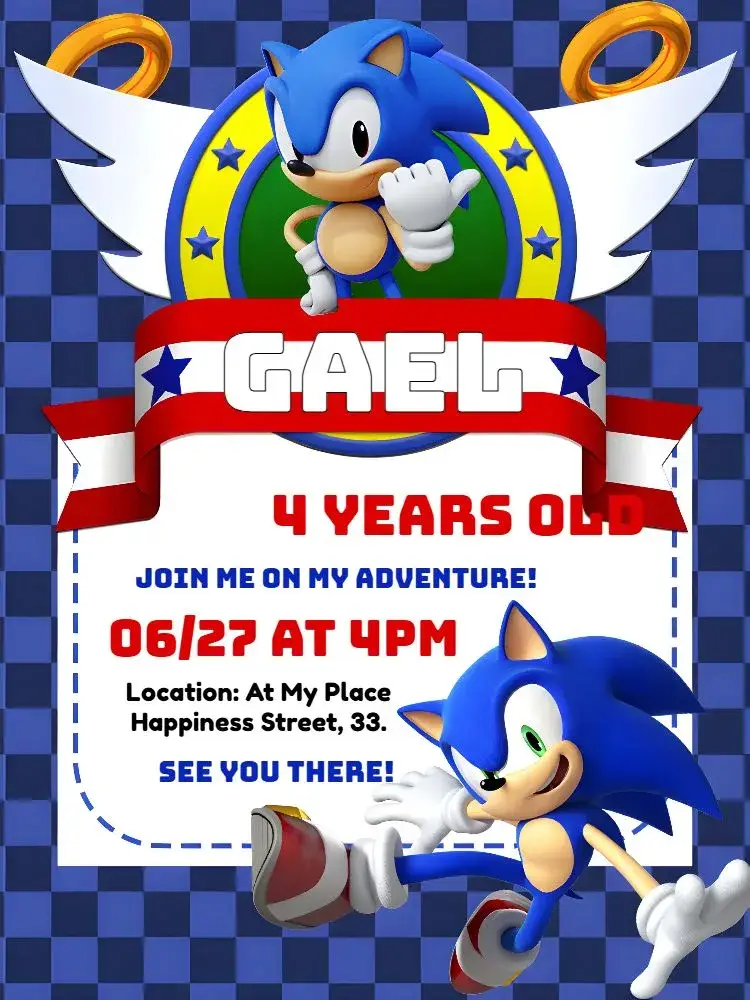 Blue Sonic invitation