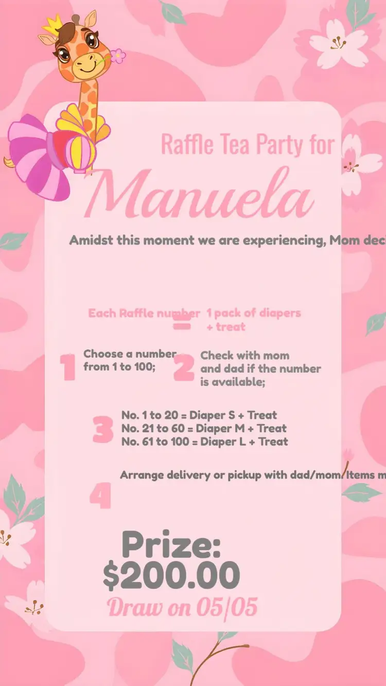 Invitation Safari Giraffe Raffle Tea – Raffle Tea theme giraffe, safari, pink and gray, clouds, children's, fun