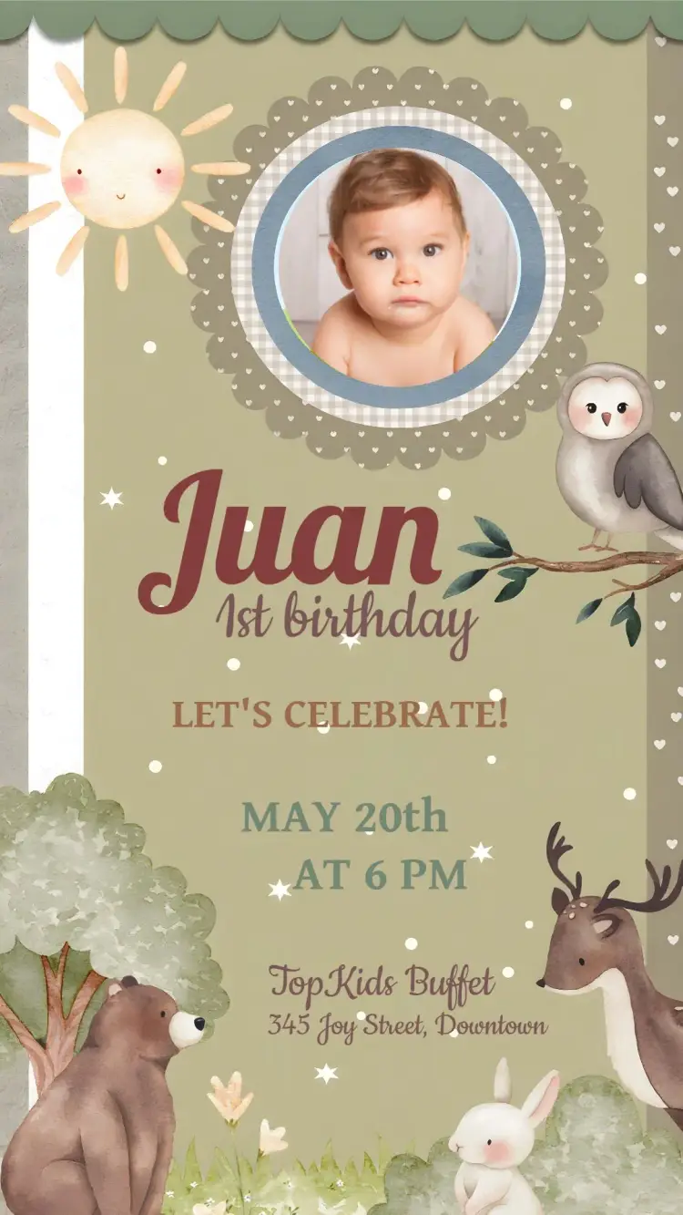 Enchanted Forest Boy Photo Invitation