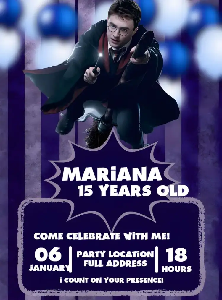 Invitation Harry Potter Gryffindor – Kids' Birthday Party theme purple, magical, fantasy, youthful, adventure, illustrative