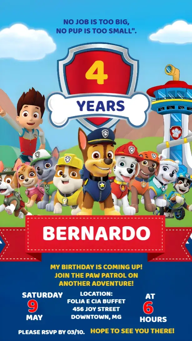 Paw Patrol Kids invitation