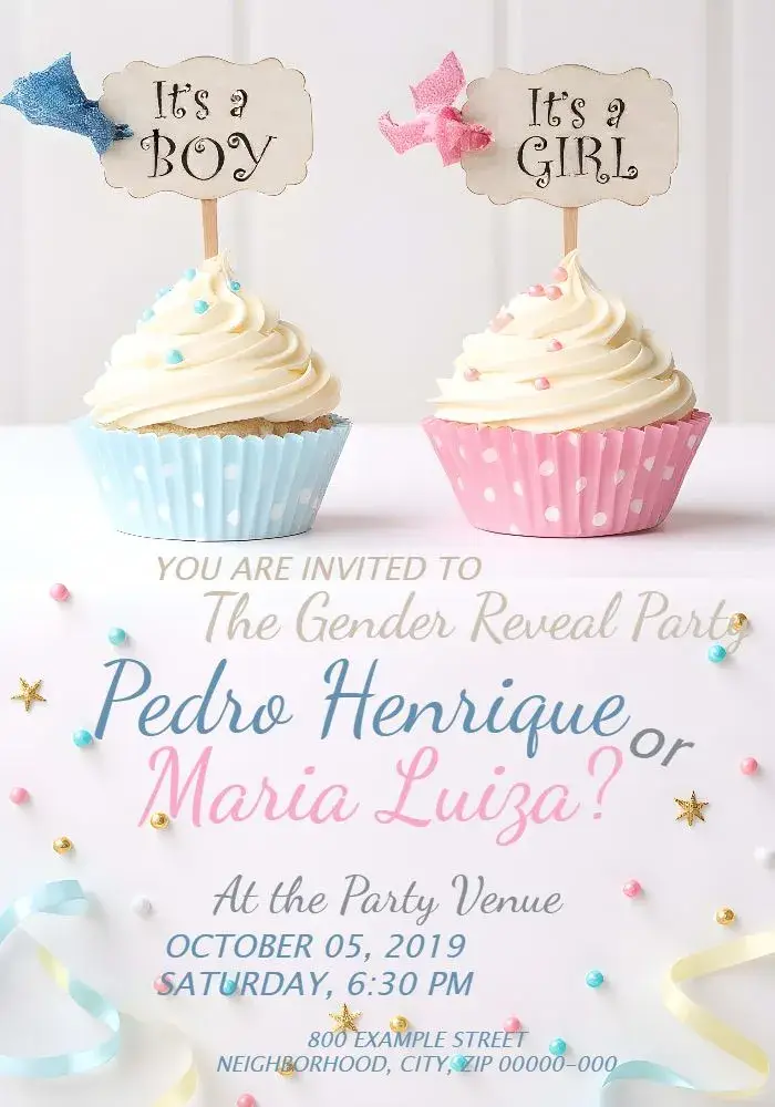 Blue Cupcake Gender Reveal invitation