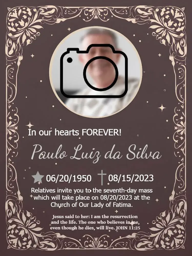 Seventh Day Mass With Silver Photo invitation