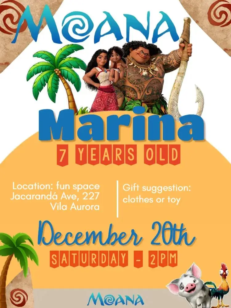 Moana Kids invitation