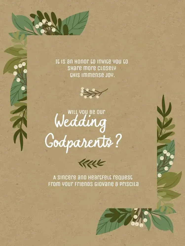 Invitation For Rustic Floral Wedding Godparents Meeting – Wedding theme rustic, floral, elegant, natural, brown, green