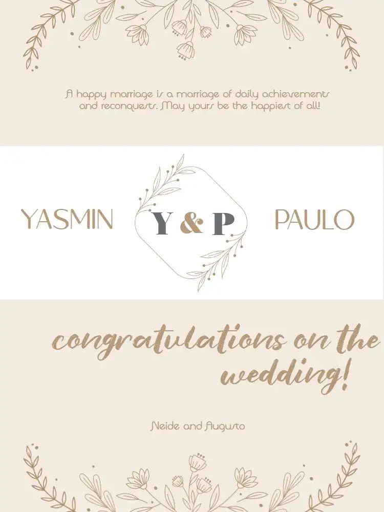 Invitation Beige Wedding Celebration Card Couple – Card theme floral, delicate, light, beige, modern