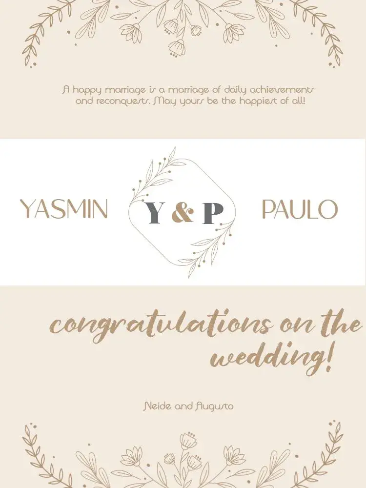Beige Wedding Celebration Card Couple invitation