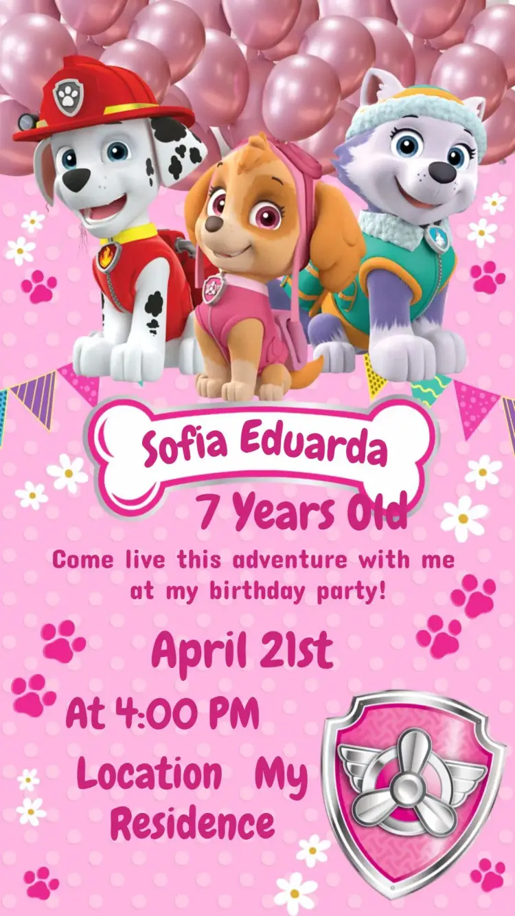 Invite Skye Paw Patrol Girl