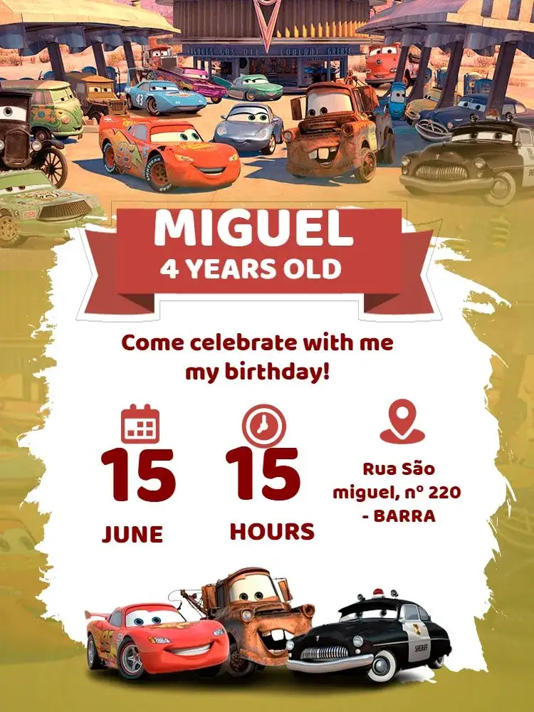 Invitation Colorful Cars – Most searched for theme colorful, fun, childish, modern, themed, vibrant
