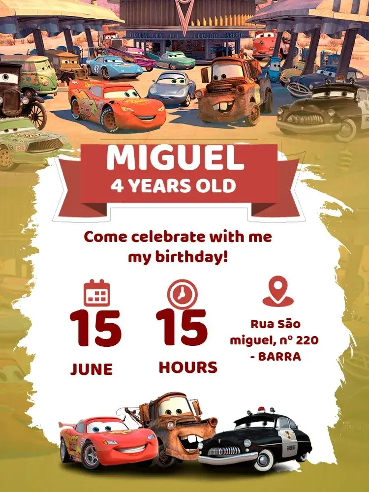 Colorful Cars invitation